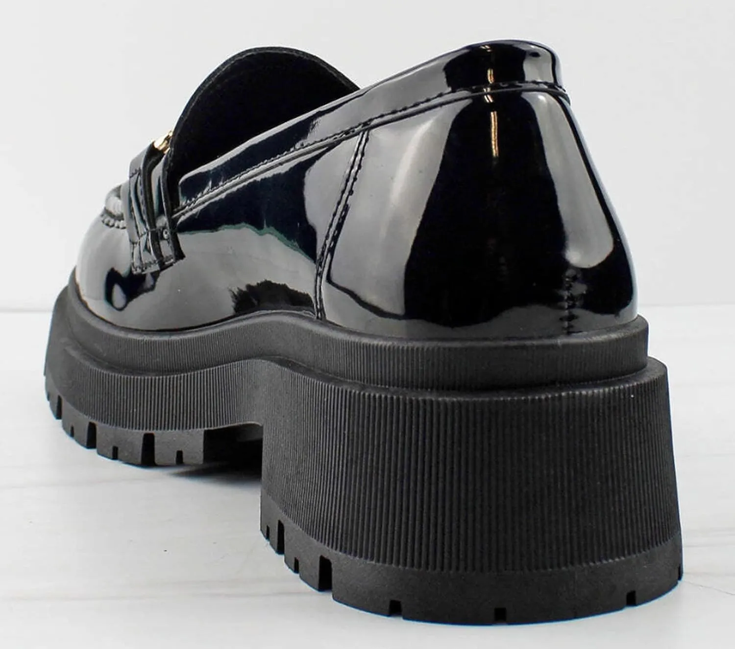 Forever Link Womens Slip On Loafer Chunky Chain Platform Heel