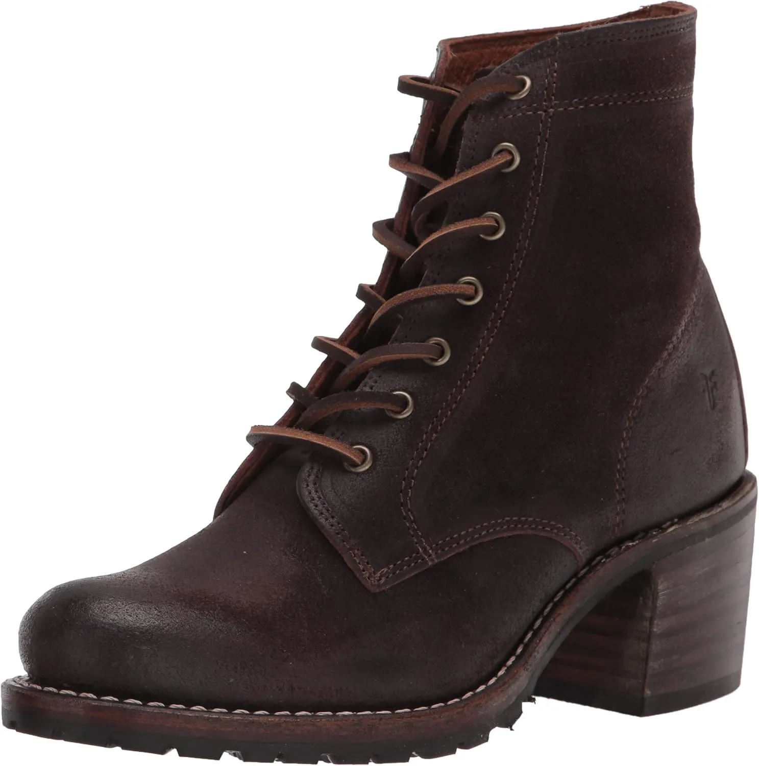 Frye Women's Sabrina 6G Lace Up Combat Boot, Dark Brown, 9.5