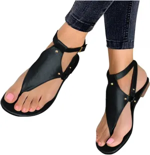 Gibobby Sandals for Women Comfy Flat Summer Casual Elastic Flat Sandals Summer Beach Vocation Ankle Strap Flip Flop