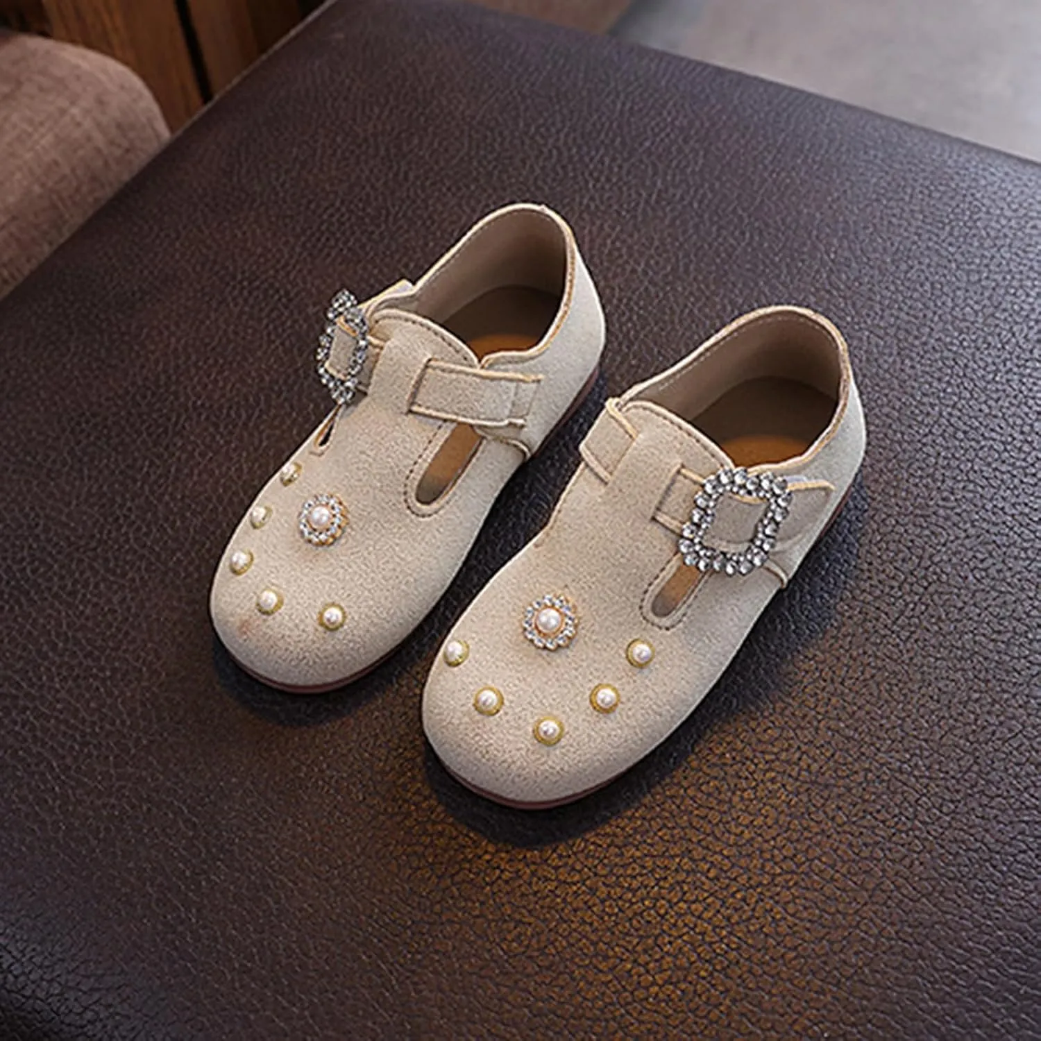 Girls Kids Ankle Sandals Close Toe Sequins Dress Shoes Toddler Soft Sole Summer Casual Leather Loafers Comfy Cute Shoes