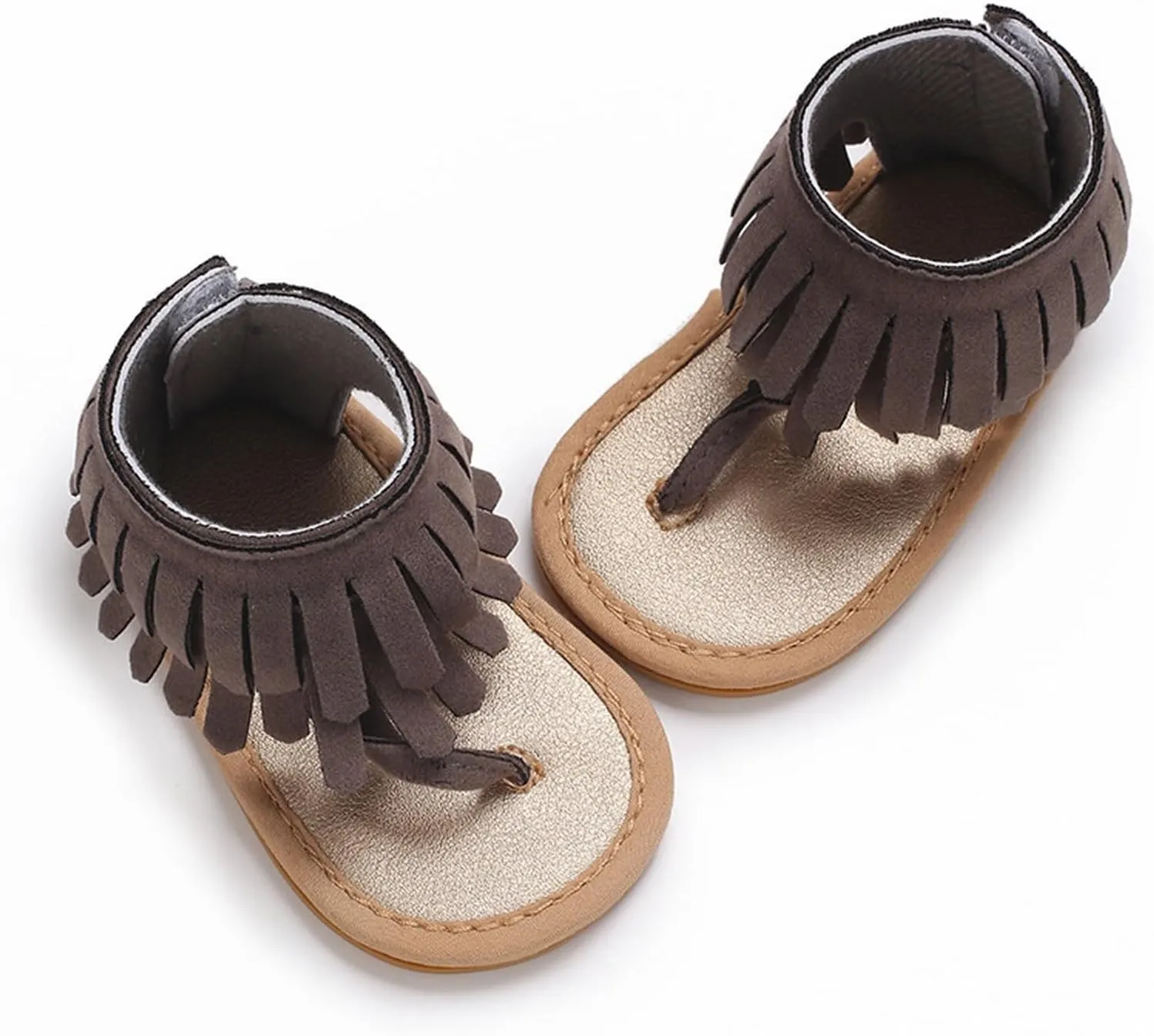 Girls Tassels Sandals Kids Open Toe Breathable Flip Flop Non-Slip Rubber Soft Sole Outdoor Shoes for Toddler Kids