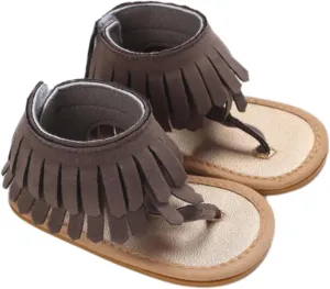 Girls Tassels Sandals Kids Open Toe Breathable Flip Flop Non-Slip Rubber Soft Sole Outdoor Shoes for Toddler Kids