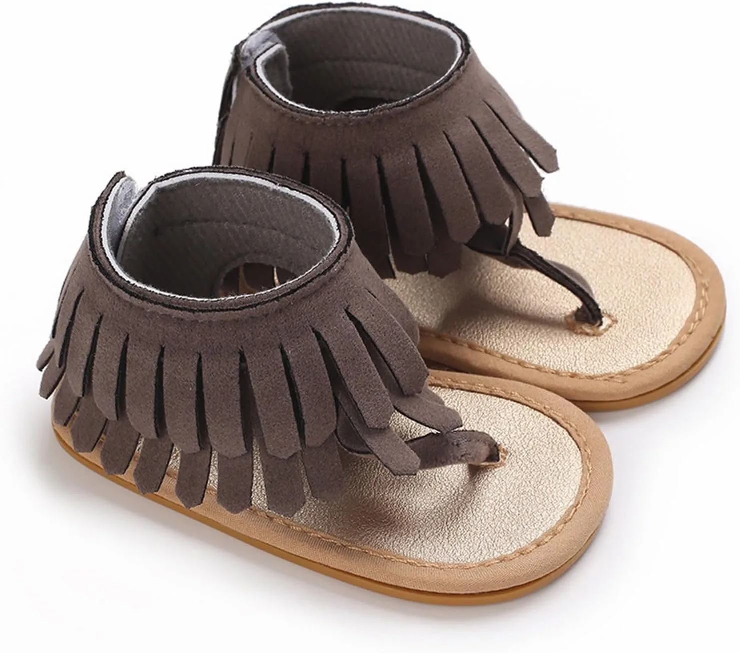 Girls Tassels Sandals Kids Open Toe Breathable Flip Flop Non-Slip Rubber Soft Sole Outdoor Shoes for Toddler Kids