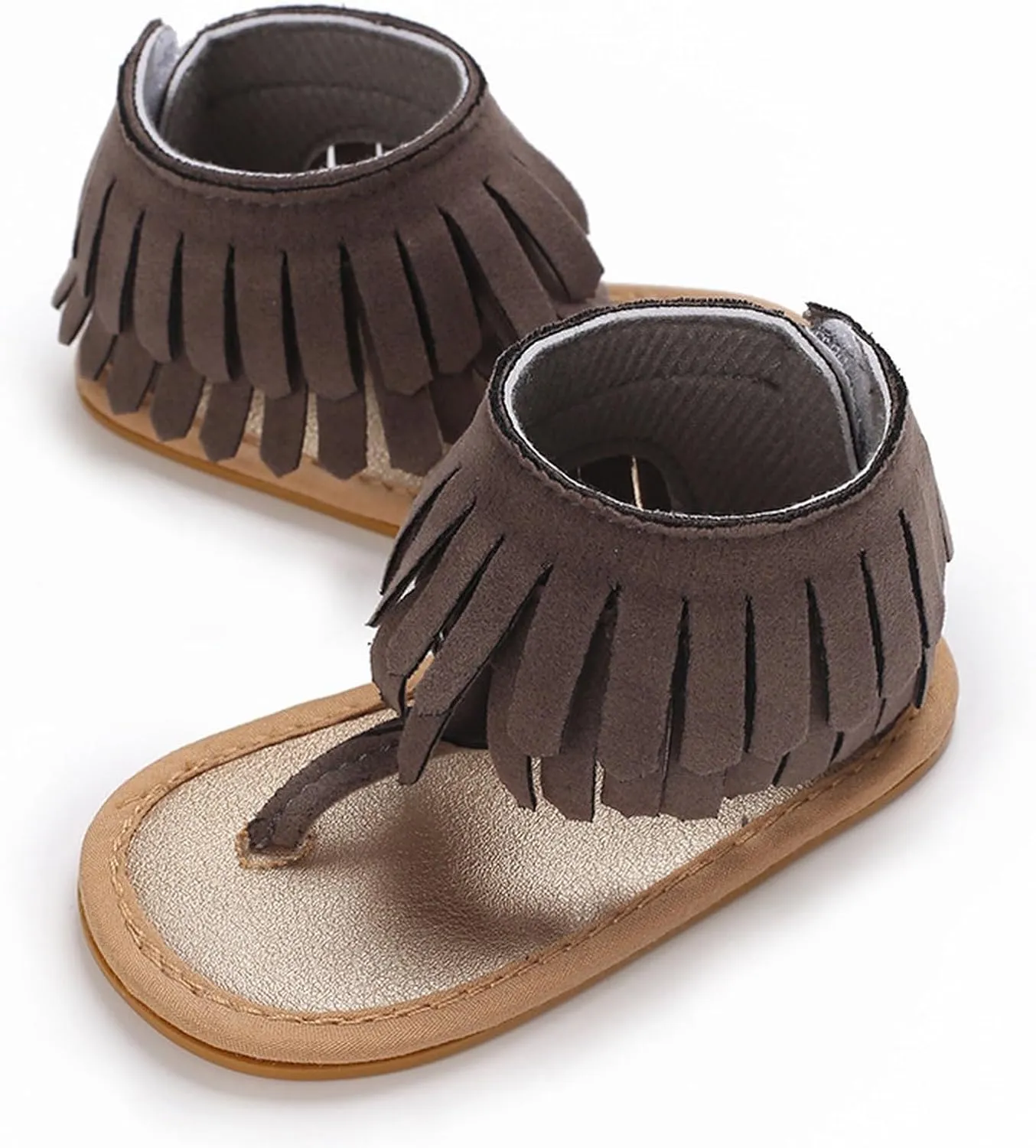 Girls Tassels Sandals Kids Open Toe Breathable Flip Flop Non-Slip Rubber Soft Sole Outdoor Shoes for Toddler Kids