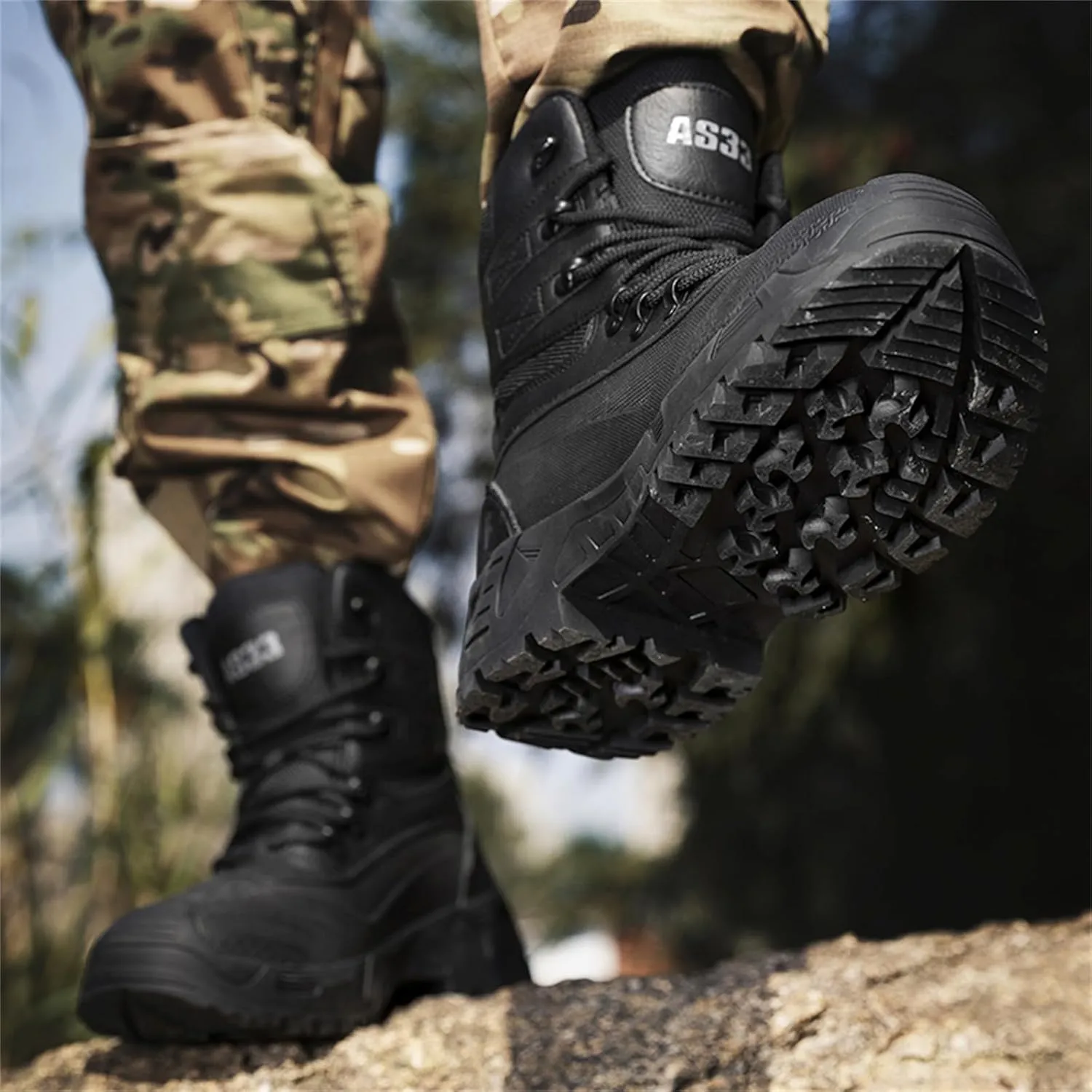 JiuQing Men's Waterproof Tactical Military Boots Anti Slip Platform Combat Boots Outdoor Hiking Work Boots