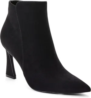 JustFab Womens Kitten Heel Ankle Boots Black Fall Boots Ankle Booties Pointed Toe Short Boots - Yesenia (Size 5, Black)