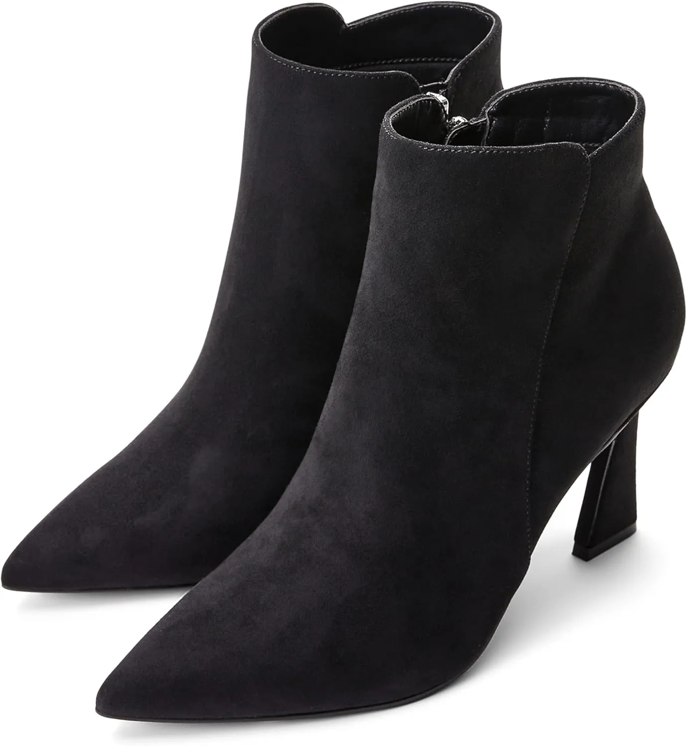JustFab Womens Kitten Heel Ankle Boots Black Fall Boots Ankle Booties Pointed Toe Short Boots - Yesenia (Size 5, Black)