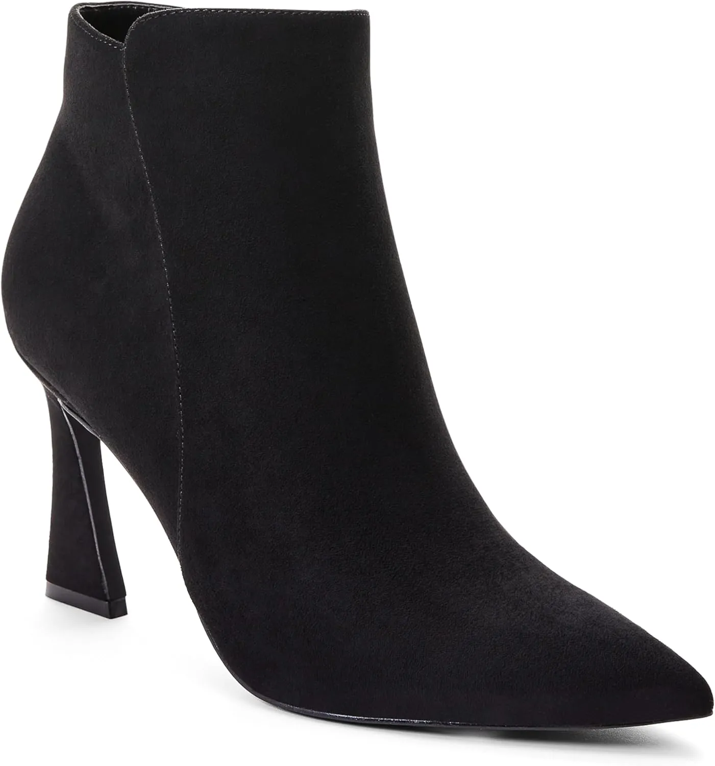 JustFab Womens Kitten Heel Ankle Boots Black Fall Boots Ankle Booties Pointed Toe Short Boots - Yesenia (Size 5, Black)
