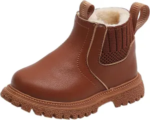 Kids Girls Ankle Bootie Side Zipper Short Suede Booties Slip on Faux Leather Booties Side Zip Low Heels Little Big Kid