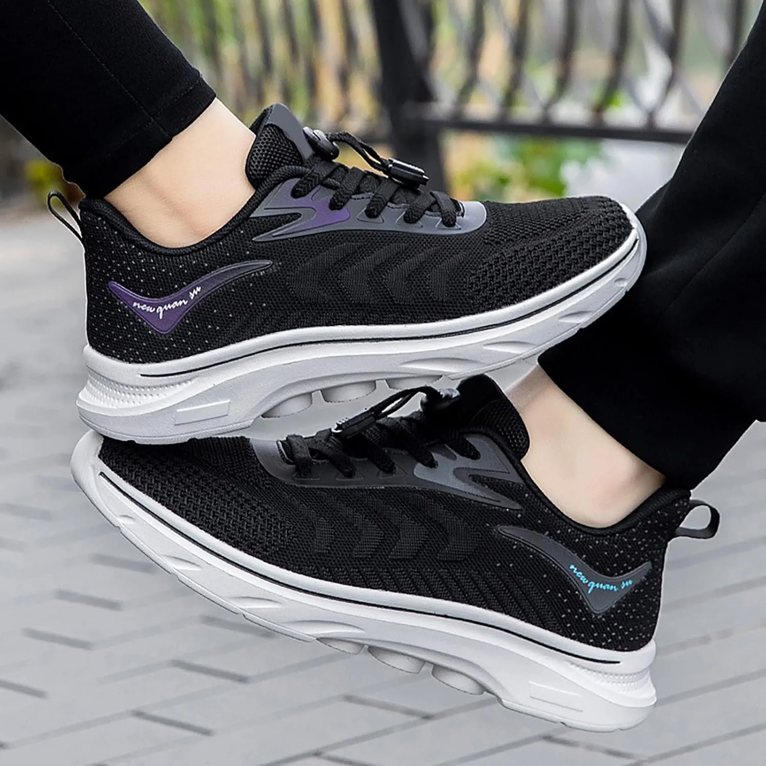 Ladies Sport Shoes Lace-up Flat Heel Fashion Sneakers Loafers Solid Color Lightweight Round Toe Sneakers Soft Sole Casual Outdoor Walking Shoe for Women