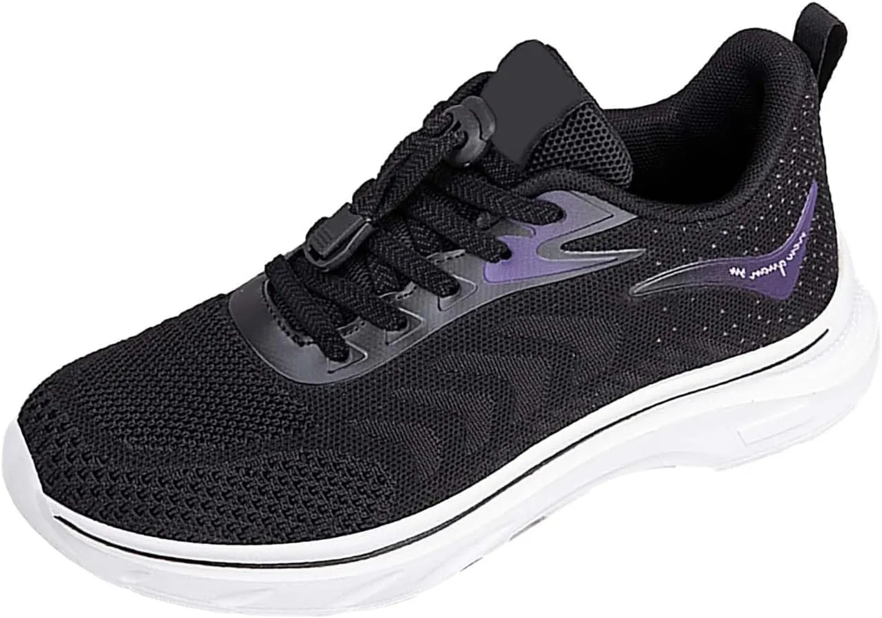 Ladies Sport Shoes Lace-up Flat Heel Fashion Sneakers Loafers Solid Color Lightweight Round Toe Sneakers Soft Sole Casual Outdoor Walking Shoe for Women