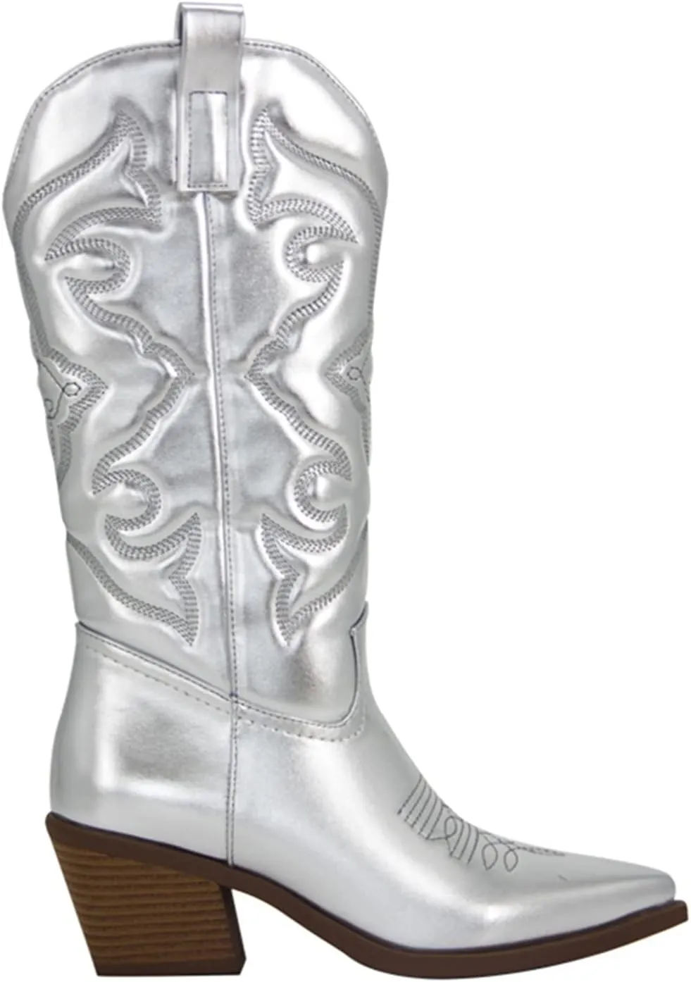 Ladmiple Cowboy Boots For Women Wide Calf Knee High Cowgirl Boots Embroidery Retro Fashion Tall Boot Pull On for Ladies 2024