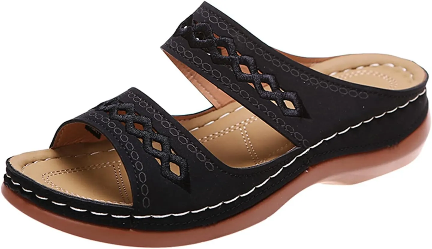 Ladmiple Orthotic Sandals For Women Plantar Fasciitis Fashion Slides Slip On Orthopedic Slipper With Comfortable Arch Support