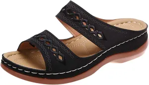 Ladmiple Orthotic Sandals For Women Plantar Fasciitis Fashion Slides Slip On Orthopedic Slipper With Comfortable Arch Support