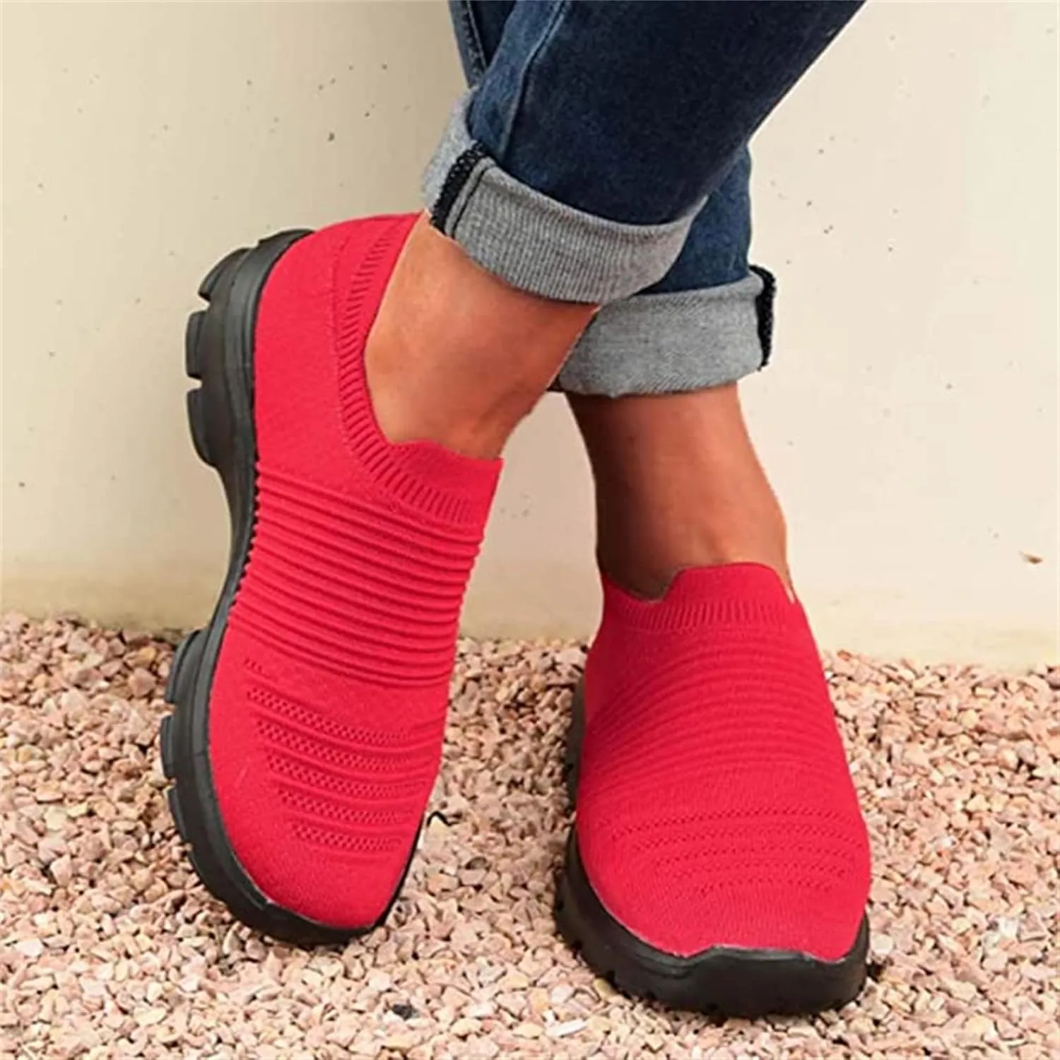 Ladmiple Walking Shoes Women Arch Support Slip On Sneakers Casual Athletic Gym Comfort Fashion Tennis Running Sneakers