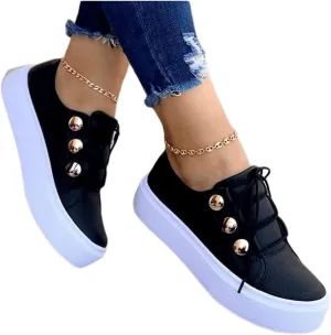 Lausiuoe Flats Shoes Women Comfortable Travel Womens Canvas Sneakers Low Top Fashion Comfortable Classic Casual Lightweight Soft Breathable Non-Slip Walking Flat Shoes Loafers Black