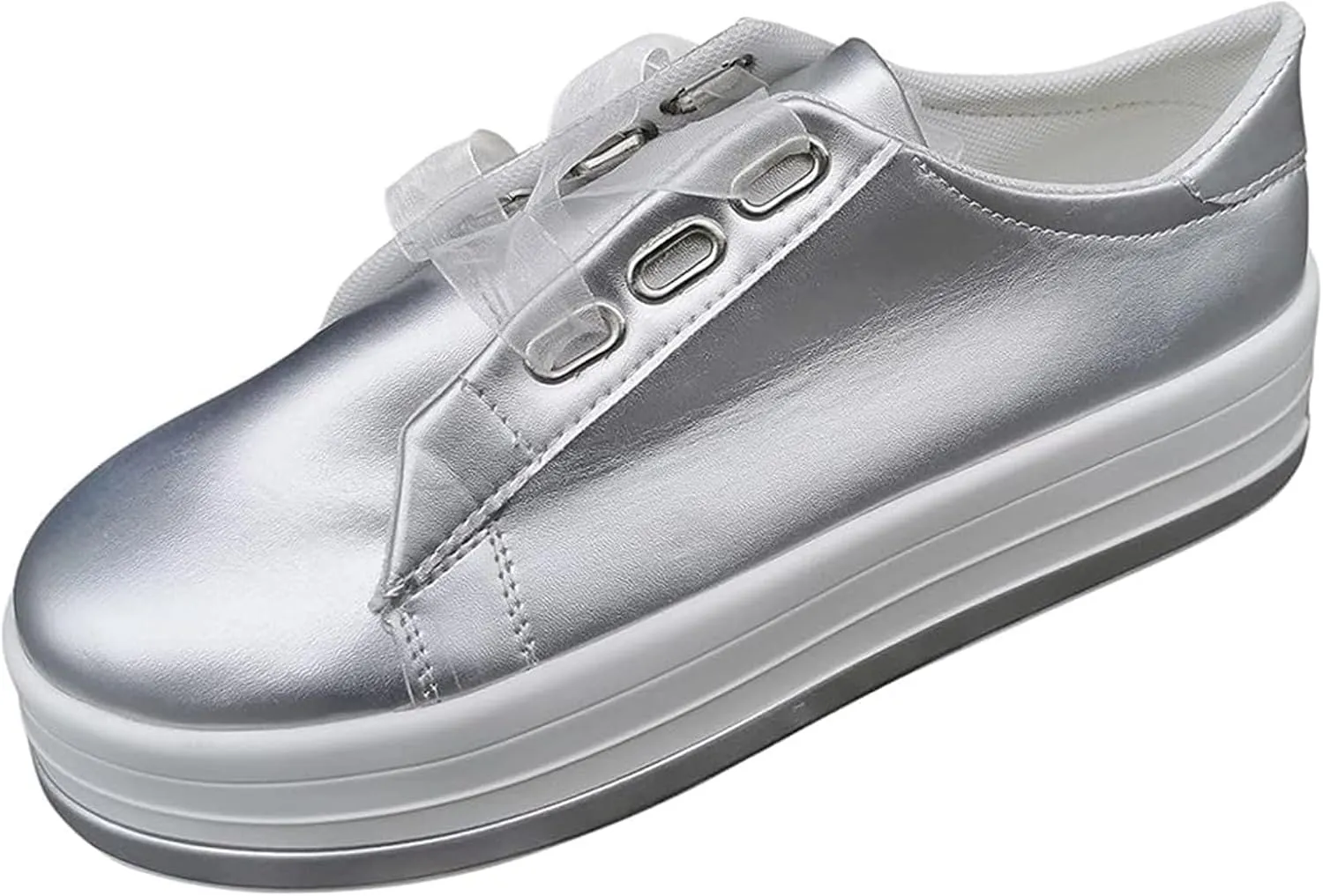 Lausiuoe Shoes For Women Sneakers Trendy Fashion Leather Shoes Non-Slip Casual Low Top Soft Slip On Walking Flat Loafers