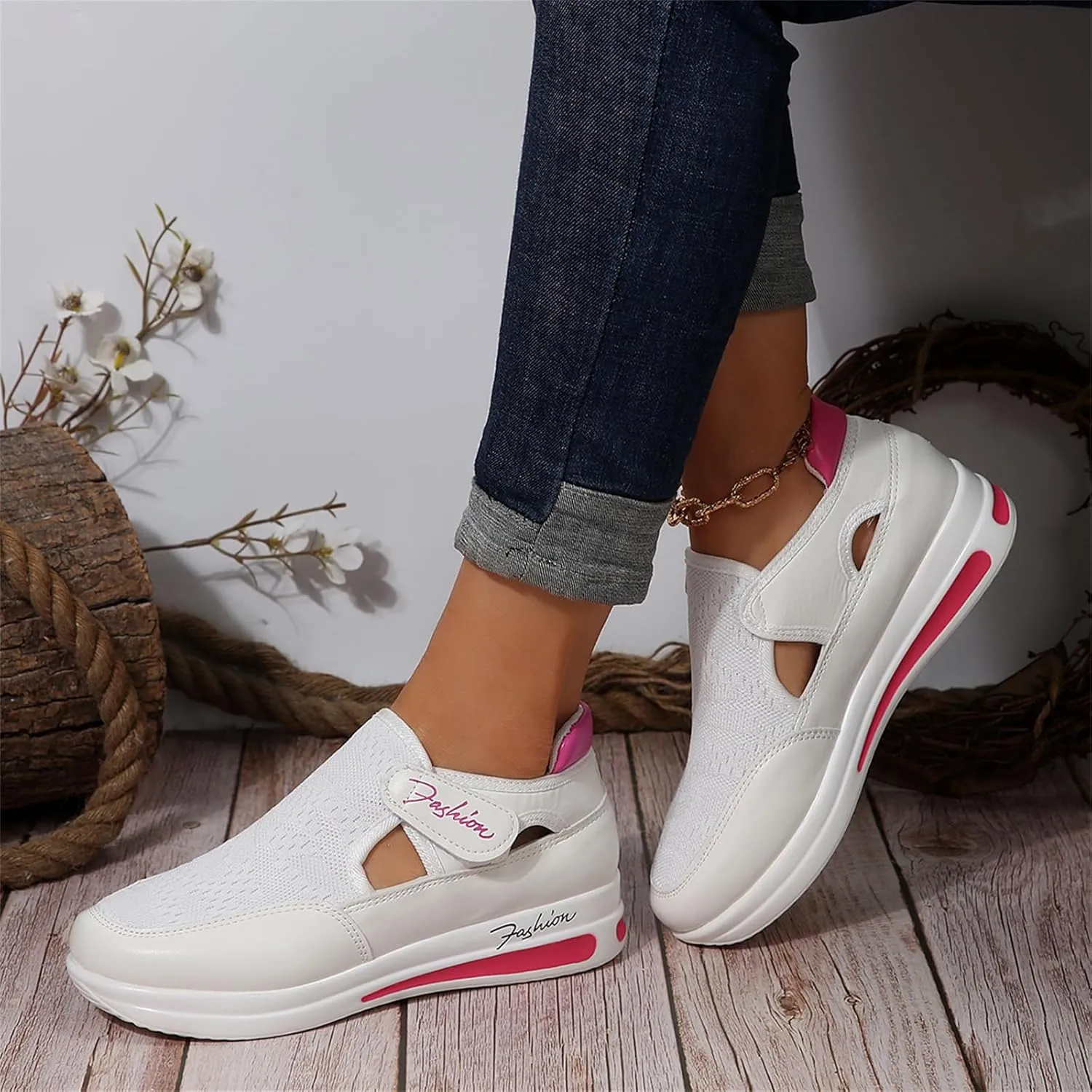 Lausiuoe Sneakers For Women Platform Slip On Fashion Canvas Shoes Lightweight Non-Slip Casual Comfortable Walking Flat Loafer