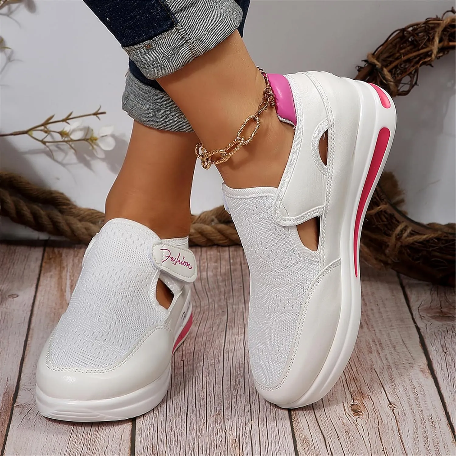 Lausiuoe Sneakers For Women Platform Slip On Fashion Canvas Shoes Lightweight Non-Slip Casual Comfortable Walking Flat Loafer