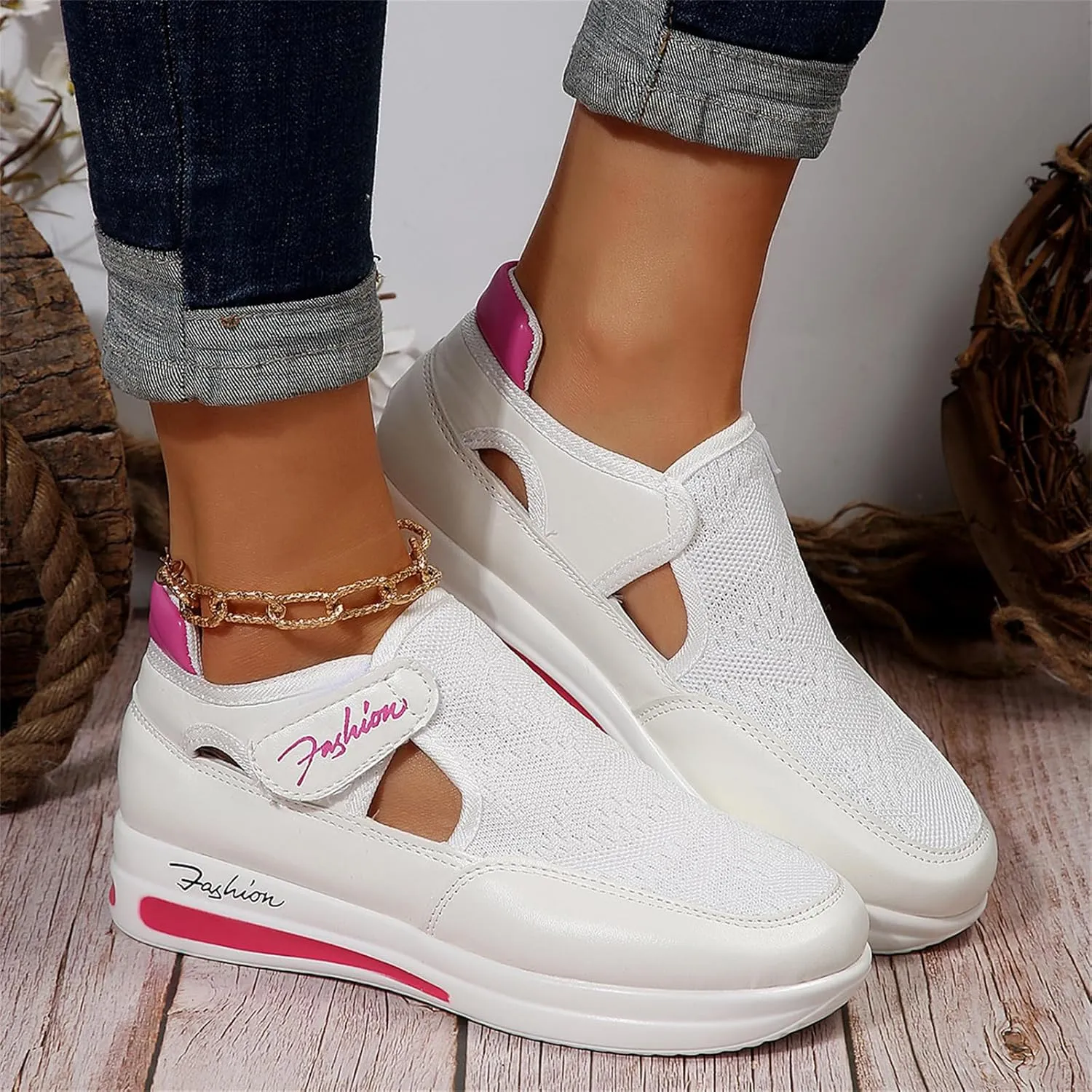 Lausiuoe Sneakers For Women Platform Slip On Fashion Canvas Shoes Lightweight Non-Slip Casual Comfortable Walking Flat Loafer