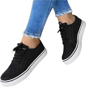 Lausiuoe Sneakers For Women Slip On With No Arch Support Women's Canvas Shoes Low Cut Sneaker Casual Walking Shoes Classic Fall Fashion Lightweight Soft Comfort Breathable Slip On Flat Loafers