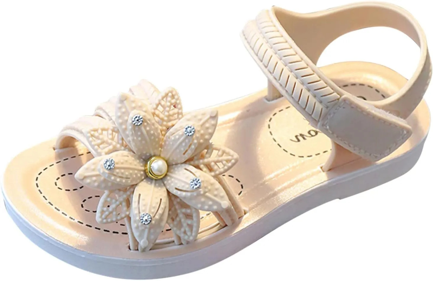 Little Girls Princess Flower Sandals Non Slip Soft Sole Comfortable Fashion Open Toe Flat Sandals Cute Beach Shoes