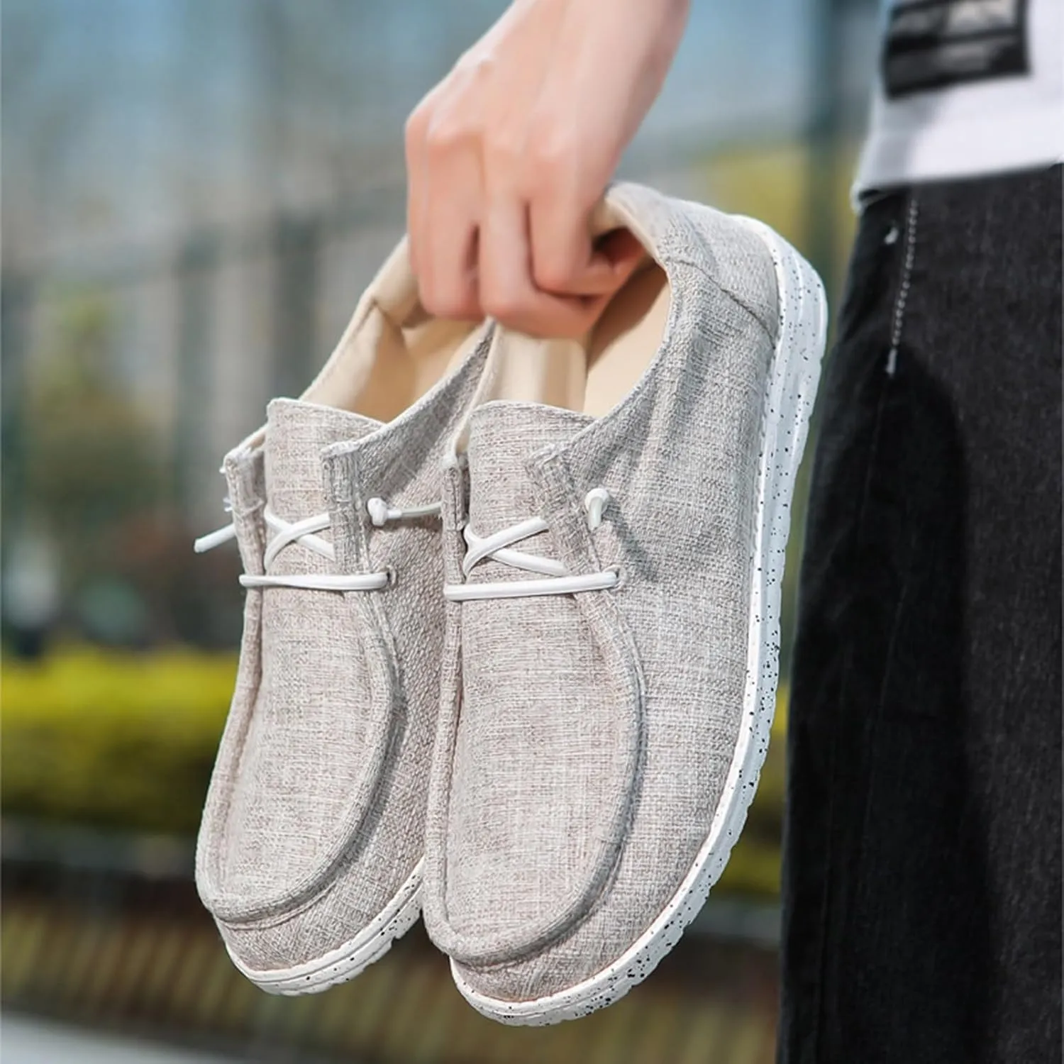 Loafers for Men Comfort,Classic Lightweight Non-Slip Boat Shoes Men Slip-On,Casual Soft Breathable Deck Shoes Mens,All Weather Rubber Soles