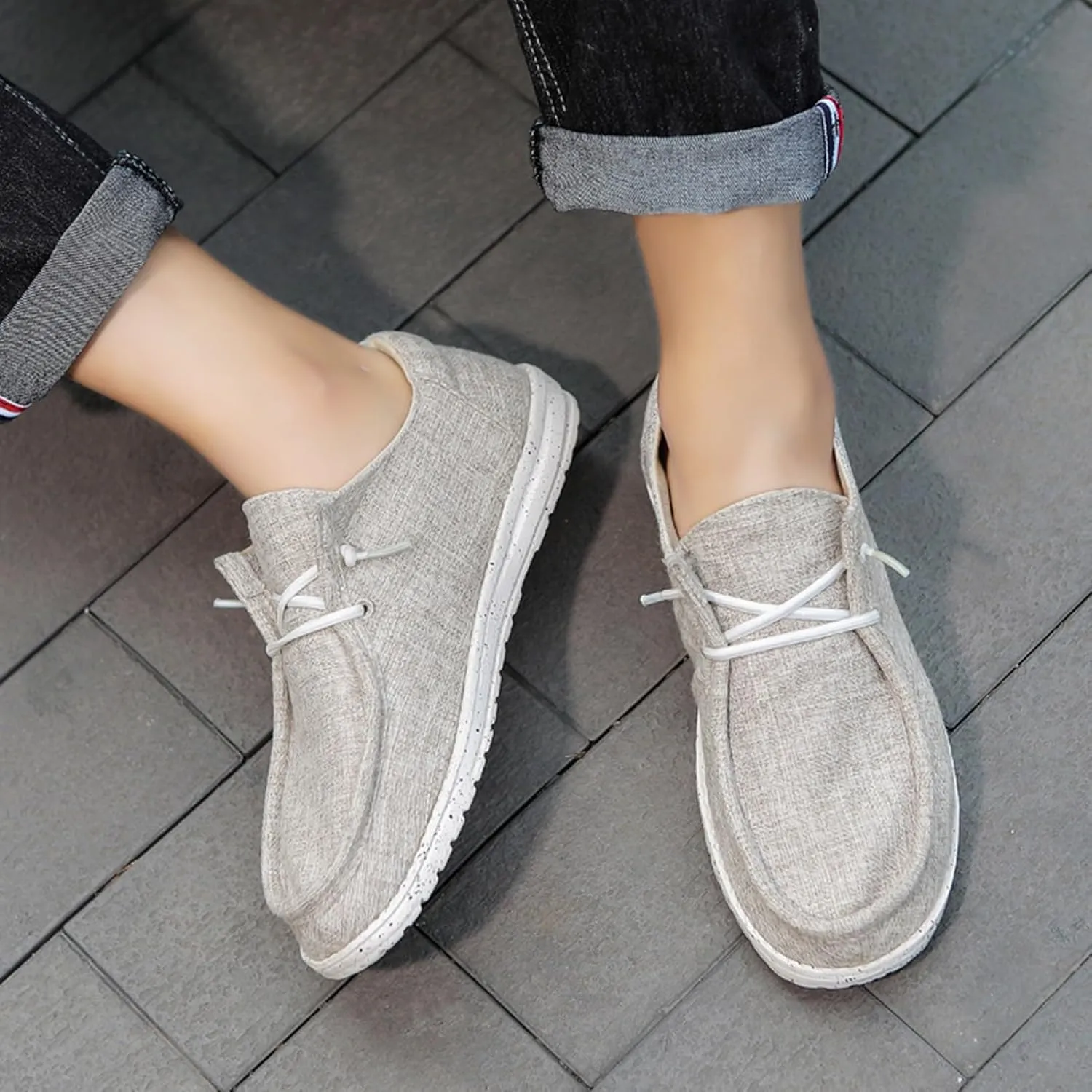 Loafers for Men Comfort,Classic Lightweight Non-Slip Boat Shoes Men Slip-On,Casual Soft Breathable Deck Shoes Mens,All Weather Rubber Soles