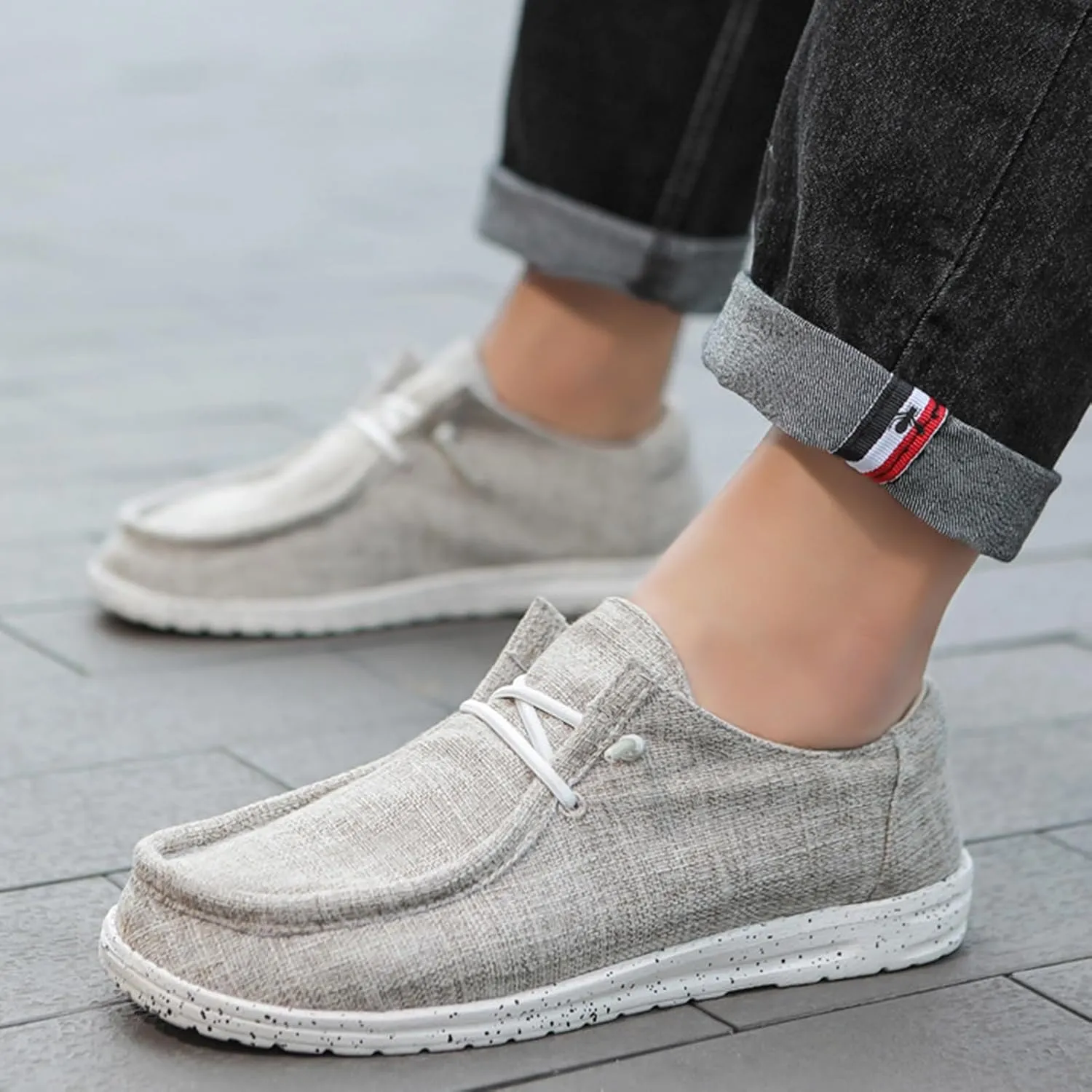 Loafers for Men Comfort,Classic Lightweight Non-Slip Boat Shoes Men Slip-On,Casual Soft Breathable Deck Shoes Mens,All Weather Rubber Soles