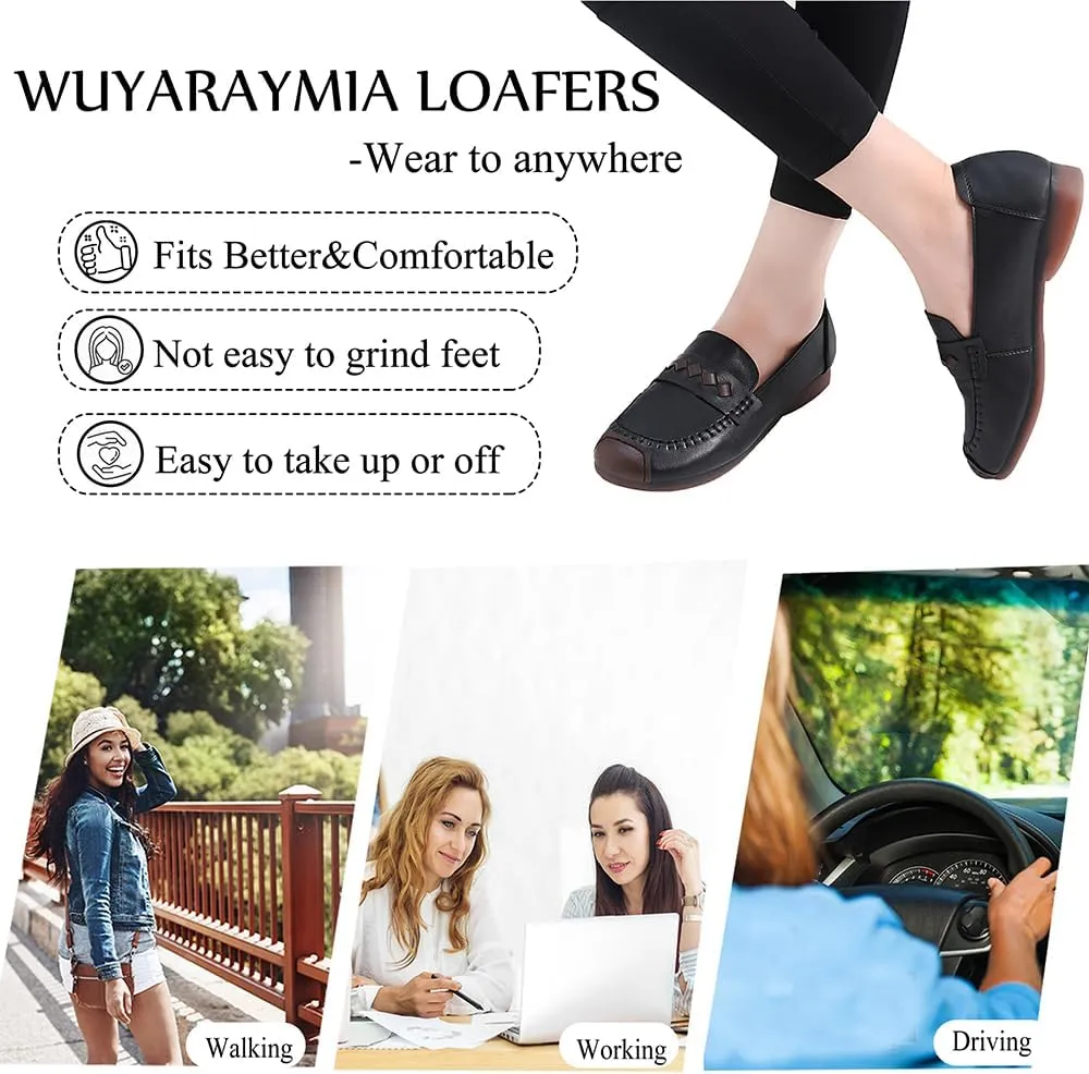 Loafers for Women Leather Penny Womens Loafers Slip-ons Soft Rubber Sole Shoes Color Matching