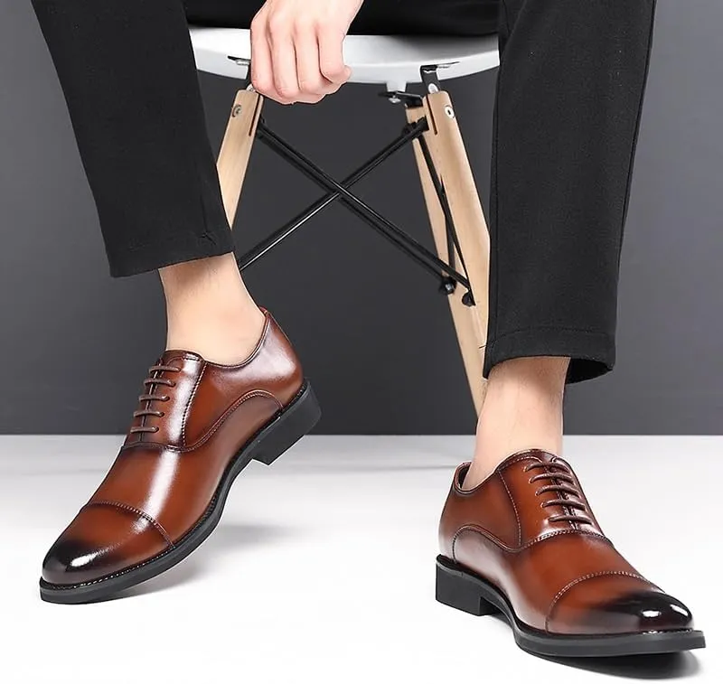 Men Casual Business Shoes Fashion Pointed Toe Lace Up Patent Leather Tuxedo Dress Shoes