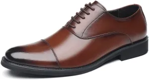 Men Casual Business Shoes Fashion Pointed Toe Lace Up Patent Leather Tuxedo Dress Shoes