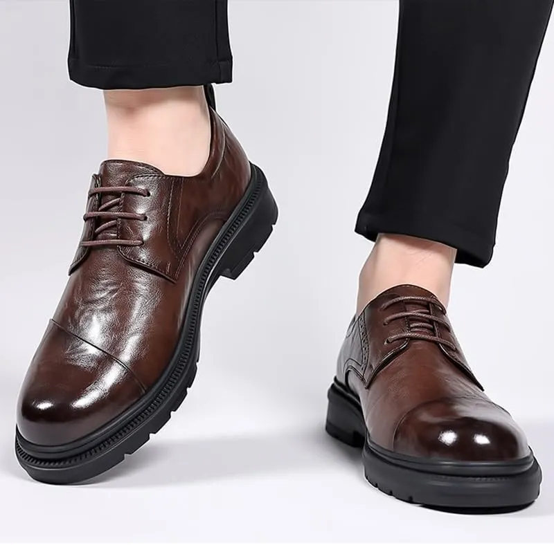 Men Dress Shoes, Breathable Casual Classic Business Luxury Round Toe Leather Shoes Moccasins for Male