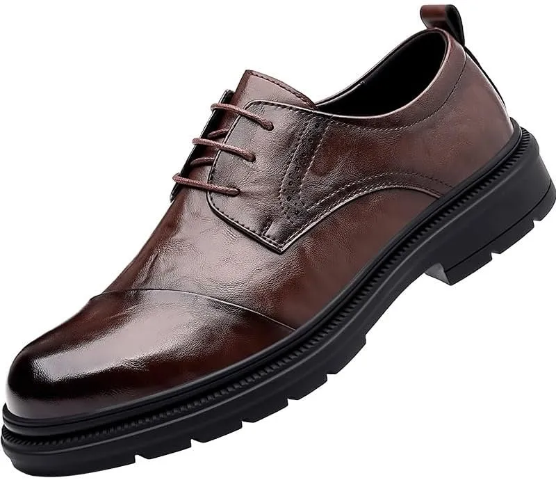 Men Dress Shoes, Breathable Casual Classic Business Luxury Round Toe Leather Shoes Moccasins for Male