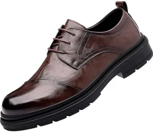 Men Dress Shoes, Breathable Casual Classic Business Luxury Round Toe Leather Shoes Moccasins for Male
