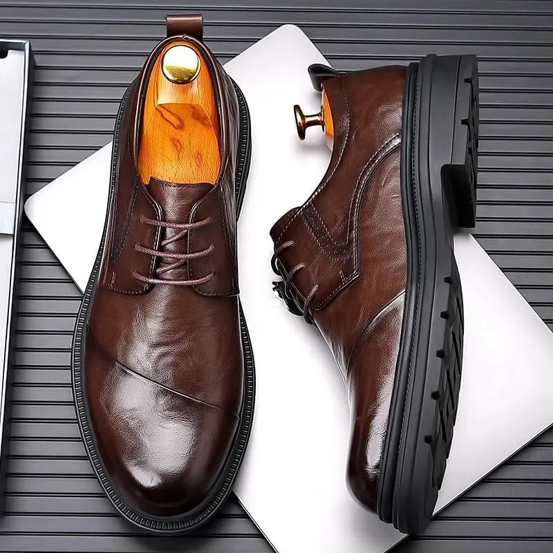 Men Dress Shoes, Breathable Casual Classic Business Luxury Round Toe Leather Shoes Moccasins for Male