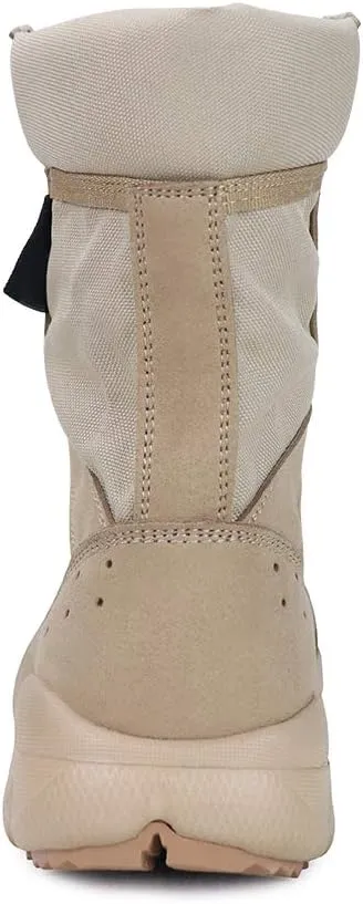 Men's Beige Lightweight Combat Boots - Military & Tactical - Ankle-High, Round Toe, Lace-Up, Suede Outer, Rubber Sole & Insole - US Men's Size 14