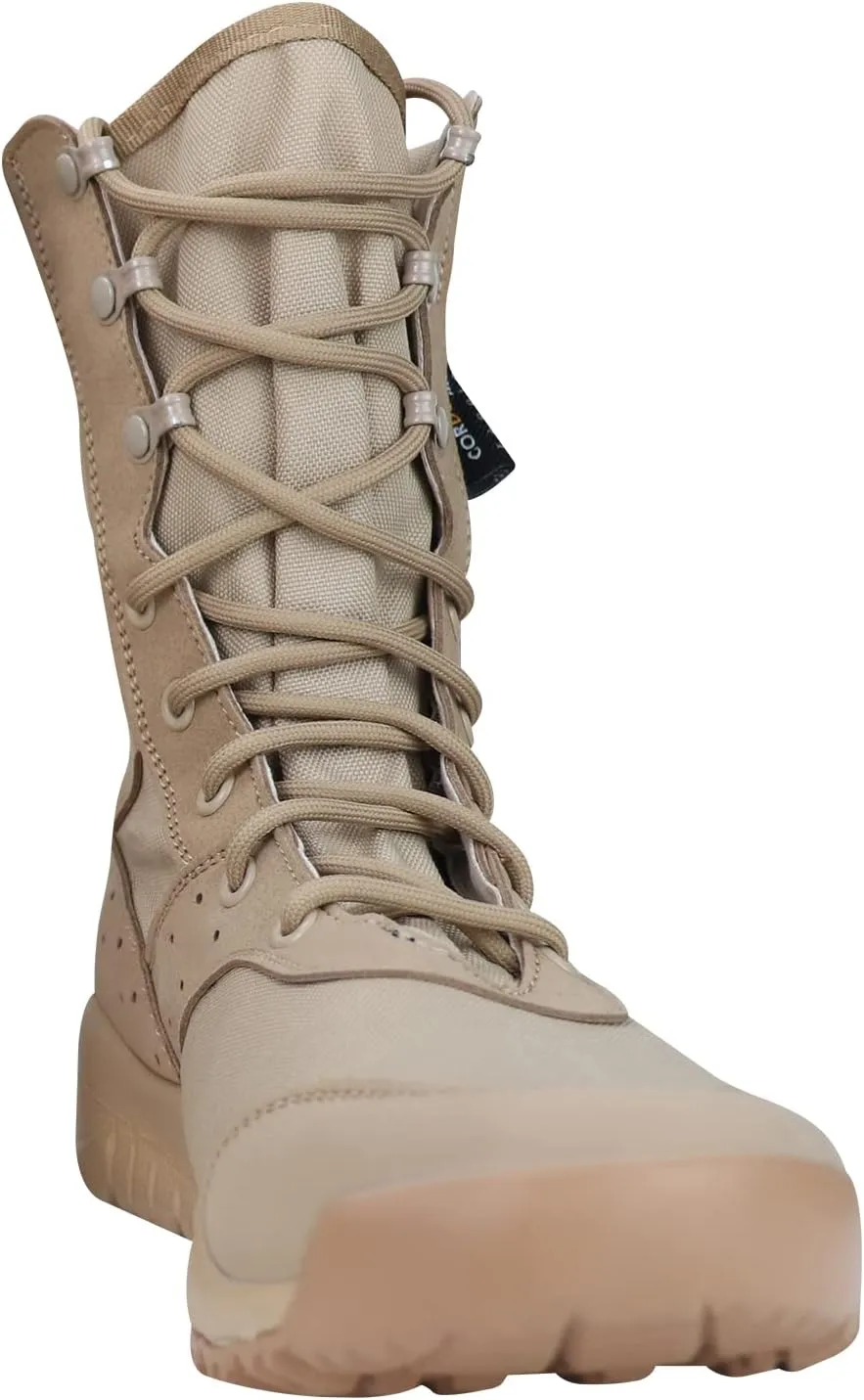 Men's Beige Lightweight Combat Boots - Military & Tactical - Ankle-High, Round Toe, Lace-Up, Suede Outer, Rubber Sole & Insole - US Men's Size 14