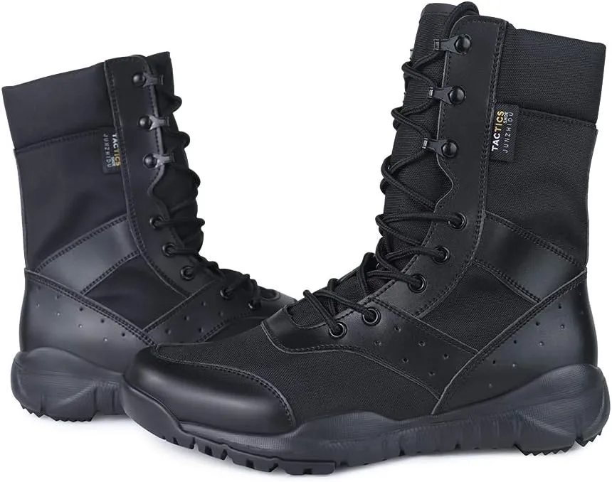 Men's Beige Lightweight Combat Boots - Military & Tactical - Ankle-High, Round Toe, Lace-Up, Suede Outer, Rubber Sole & Insole - US Men's Size 14