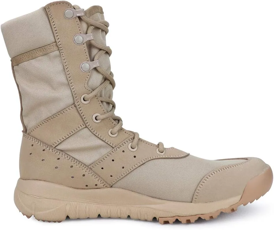 Men's Beige Lightweight Combat Boots - Military & Tactical - Ankle-High, Round Toe, Lace-Up, Suede Outer, Rubber Sole & Insole - US Men's Size 14