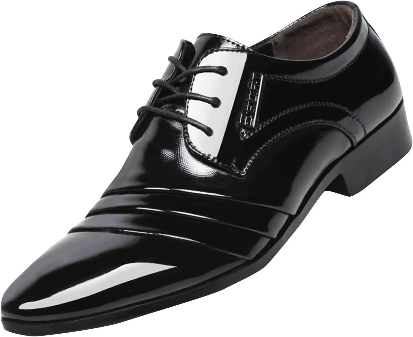 Mens Black Dress Shoes Patent Leather Classic Lace-up Formal Oxford Tuxedo Dress Shoe Brogue Slip on Footwear Wedding Party Dressy