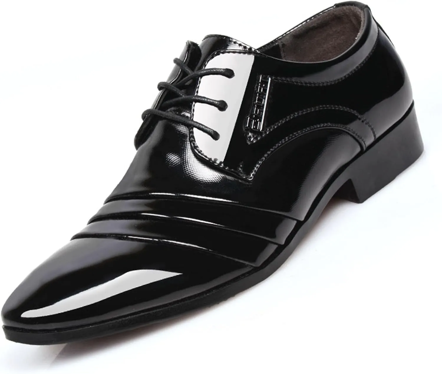 Mens Black Dress Shoes Patent Leather Classic Lace-up Formal Oxford Tuxedo Dress Shoe Brogue Slip on Footwear Wedding Party Dressy