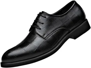 Men's Black Leather Oxford Shoes, Men Shoes Low-Heeled Formal Shoes Men's Breathable Pointed Toe Shoes Banquet Dress Shoe