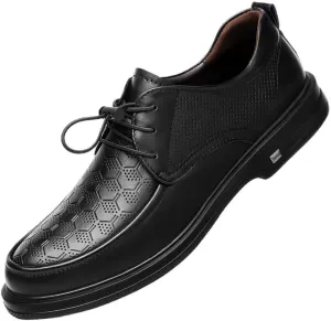Men's Breathable Dress Oxford Classic Lace Up Formal Business Casual Shoes Black Comfortable Leather Shoes