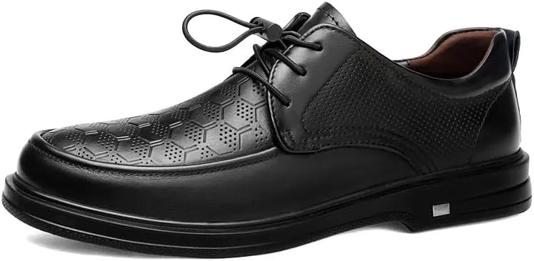 Men's Breathable Dress Oxford Classic Lace Up Formal Business Casual Shoes Black Comfortable Leather Shoes