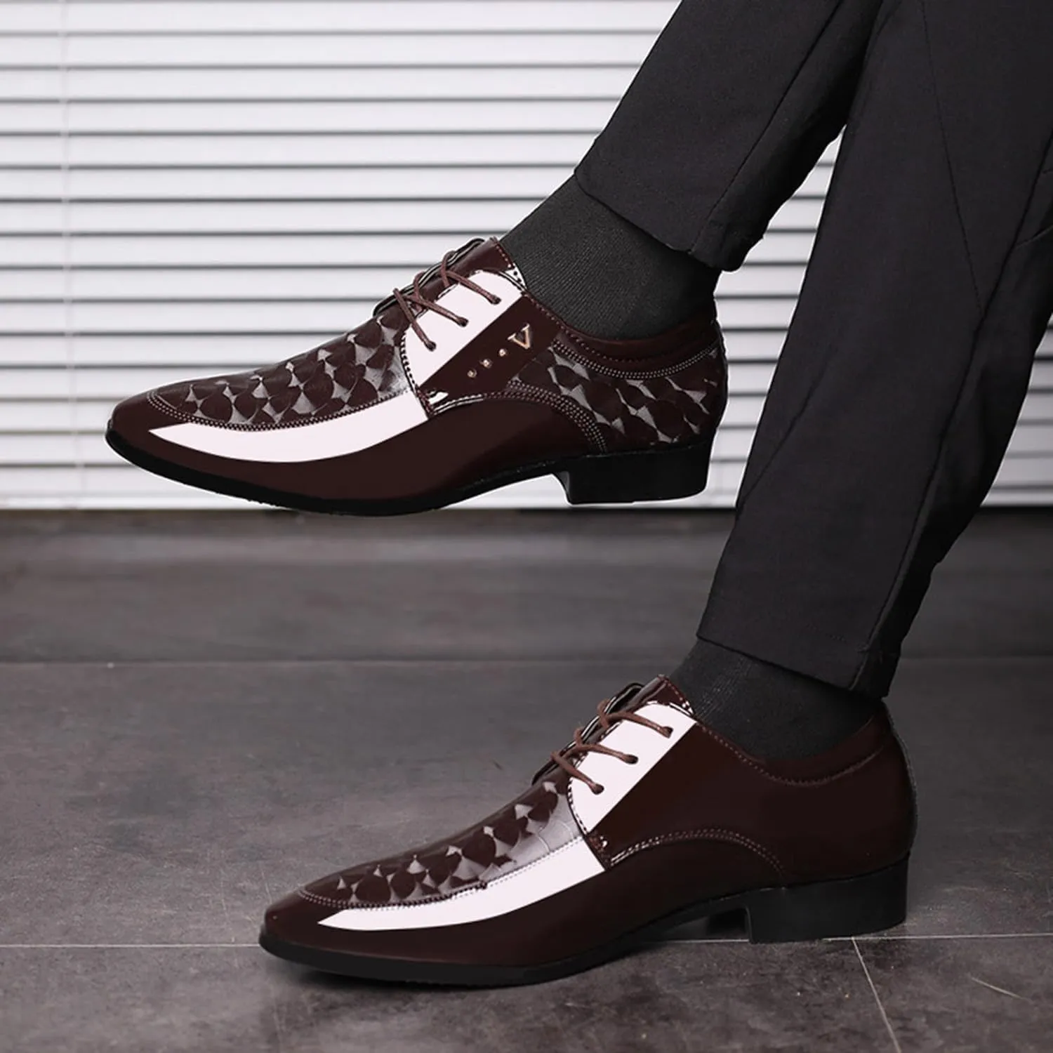 Men's Business Dress Shoes Lace-ups Oxfords Formal Derby Shoes for Men Wedding Suit Shoes