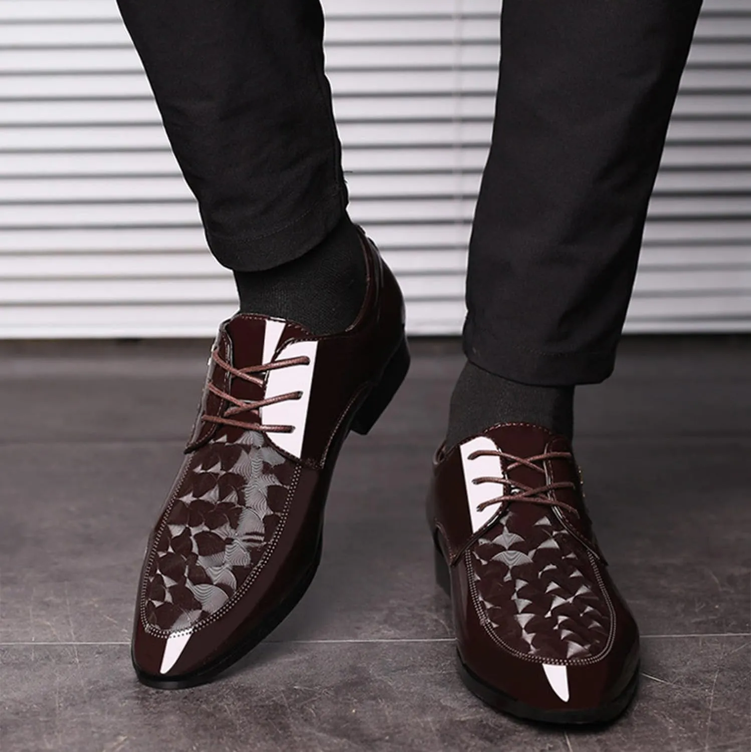 Men's Business Dress Shoes Lace-ups Oxfords Formal Derby Shoes for Men Wedding Suit Shoes