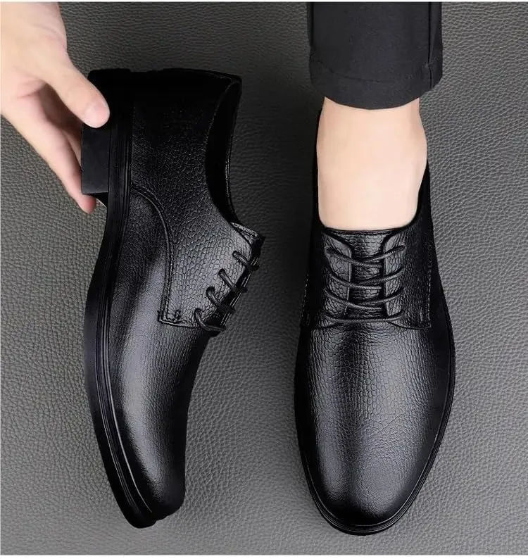 Men's Business Leather Shoes, Classic Oxford Leather Dress Shoes for Men Lace Up Breathable Office Shoes Wedding Footwear Big Size