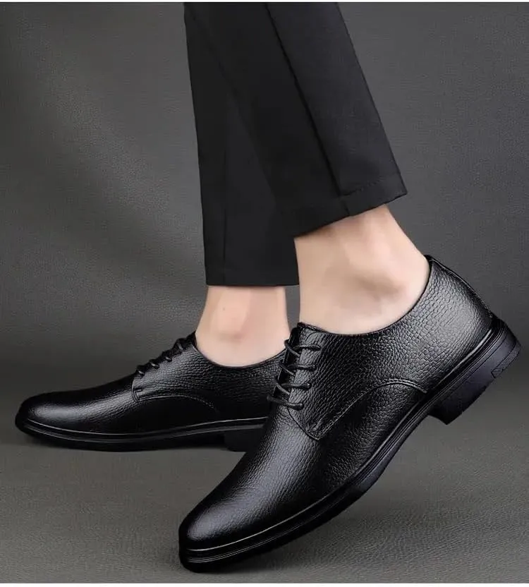 Men's Business Leather Shoes, Classic Oxford Leather Dress Shoes for Men Lace Up Breathable Office Shoes Wedding Footwear Big Size