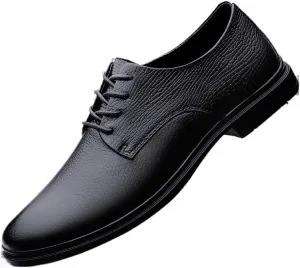 Men's Business Leather Shoes, Classic Oxford Leather Dress Shoes for Men Lace Up Breathable Office Shoes Wedding Footwear Big Size